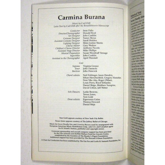 New City Opera Stagebill 1997 Seven Deadly Sins Laura Flanigan Ellen Lauren - Picture 6 of 9